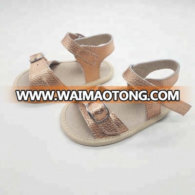 OEM genuine leather rose gold baby girls shoes sandals