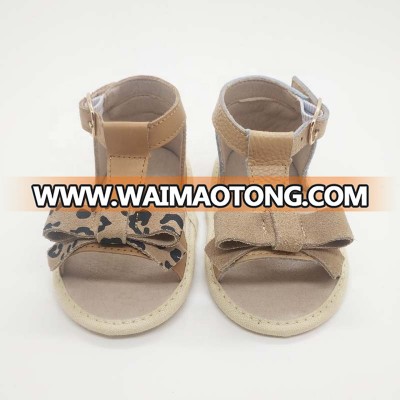 2018 fancy baby genuine leather sandals with bow for girls