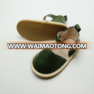 fashion genuine leather rubber sole green fancy baby sandals